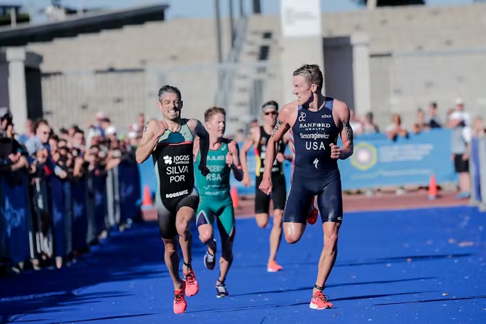 Sprinting to the finish at the Cape Town triathlon World Cup